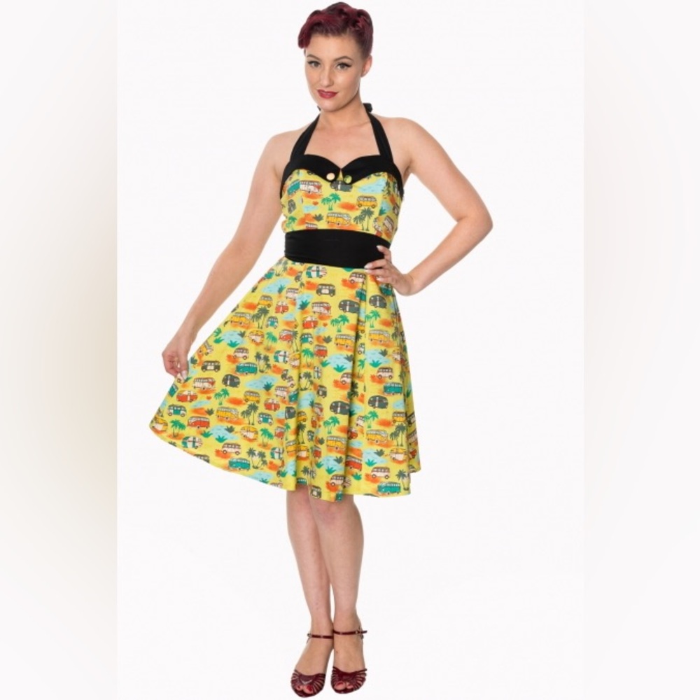 Banned Apparel Dancing Days Starlight 50s Campervan Halter Dress